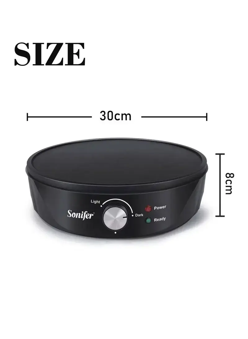 1200W Electric Crepe Maker, Non-Stick Adjustable Heat Control Crepe Maker with Crepe Stick SF-6072