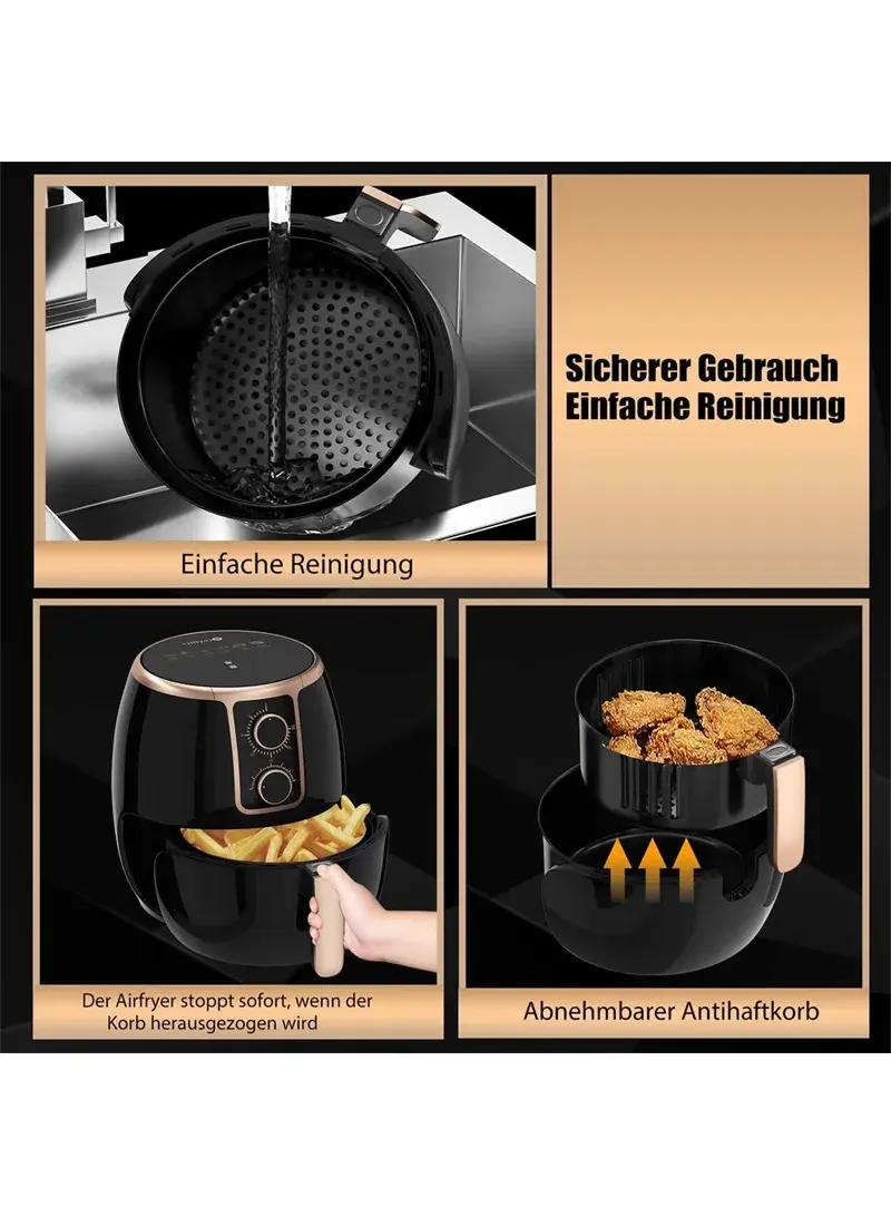 1500W 3.7L Multifunctional Cooking Air Fryer with Easy & Precise Control LQ3701 - Black