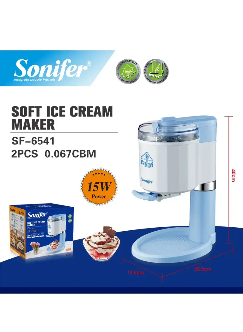 15W 1.0L Soft Ice Cream Maker Fast Dessert One Knob Control Easy Clean Design SF-6541