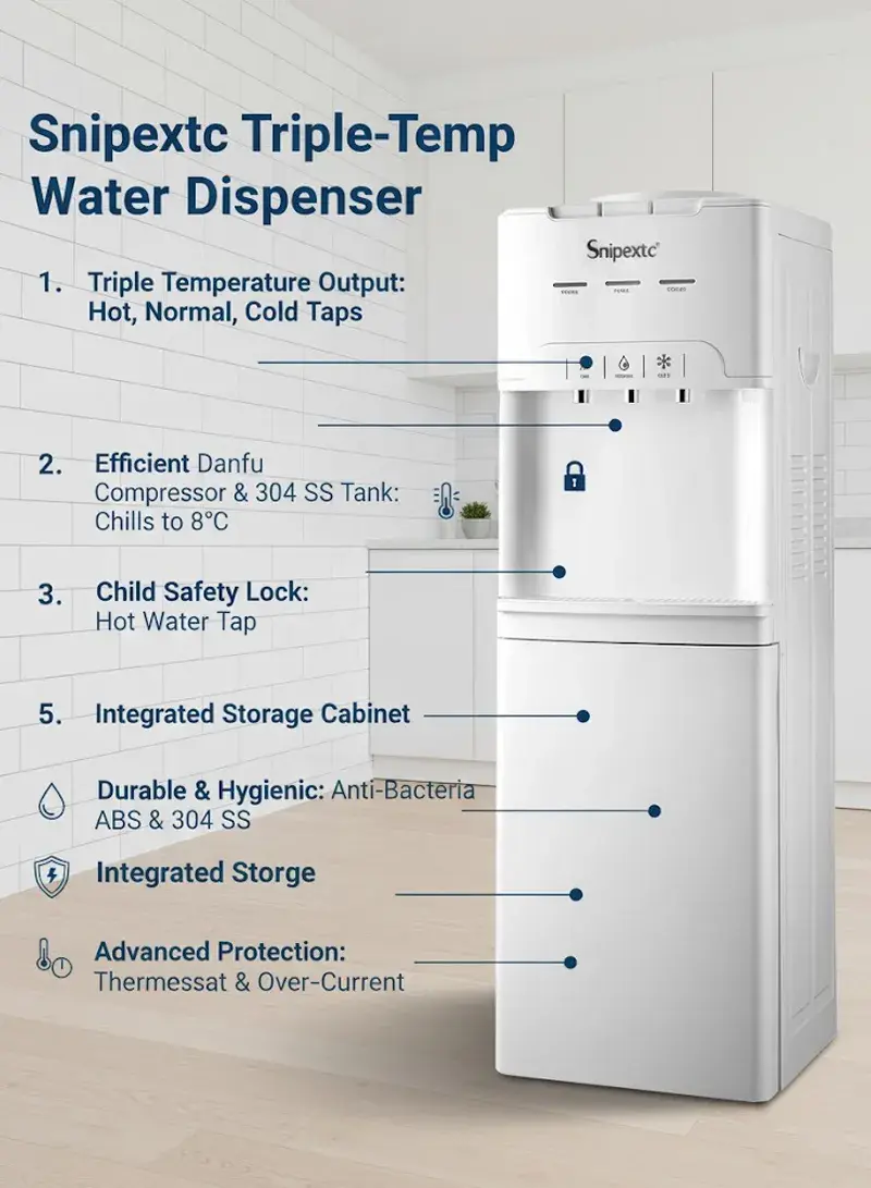 Top-Loading Water Dispenser With Storage Cabinet SP-1023TW - White