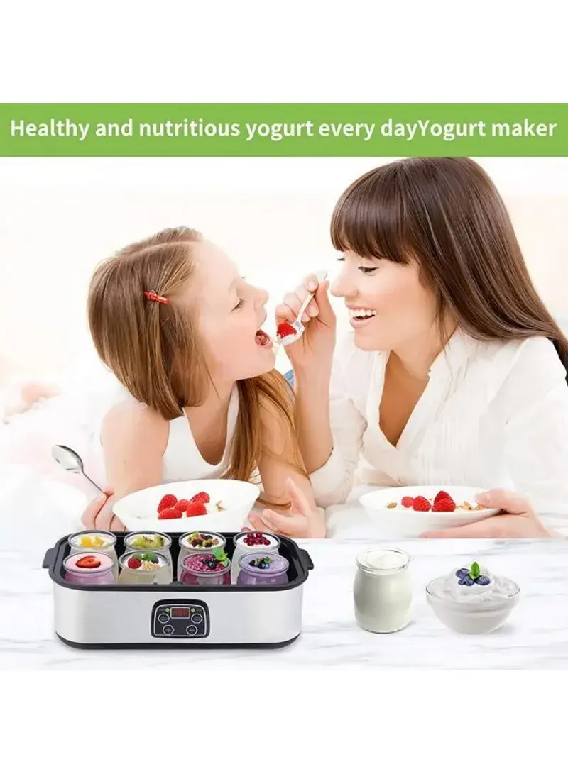 1.44L Electric Yogurt Maker with LED Display, Touch Control & 8 Glass Cups KA4015
