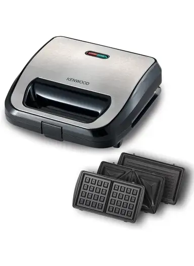 Kenwoood 3-in-1 Sandwich Maker, Waffle Maker &amp; Grill with 3 Sets of Non Stick Multifunctional Plates for Grilling, Toasted Sandwiches and Waffles SMM02.000SI