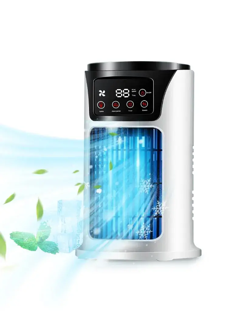 300ml Timing Air Cooler Humidification Air Conditioning Fan USB Cooling Fan (D14.5 x H24)cm - White