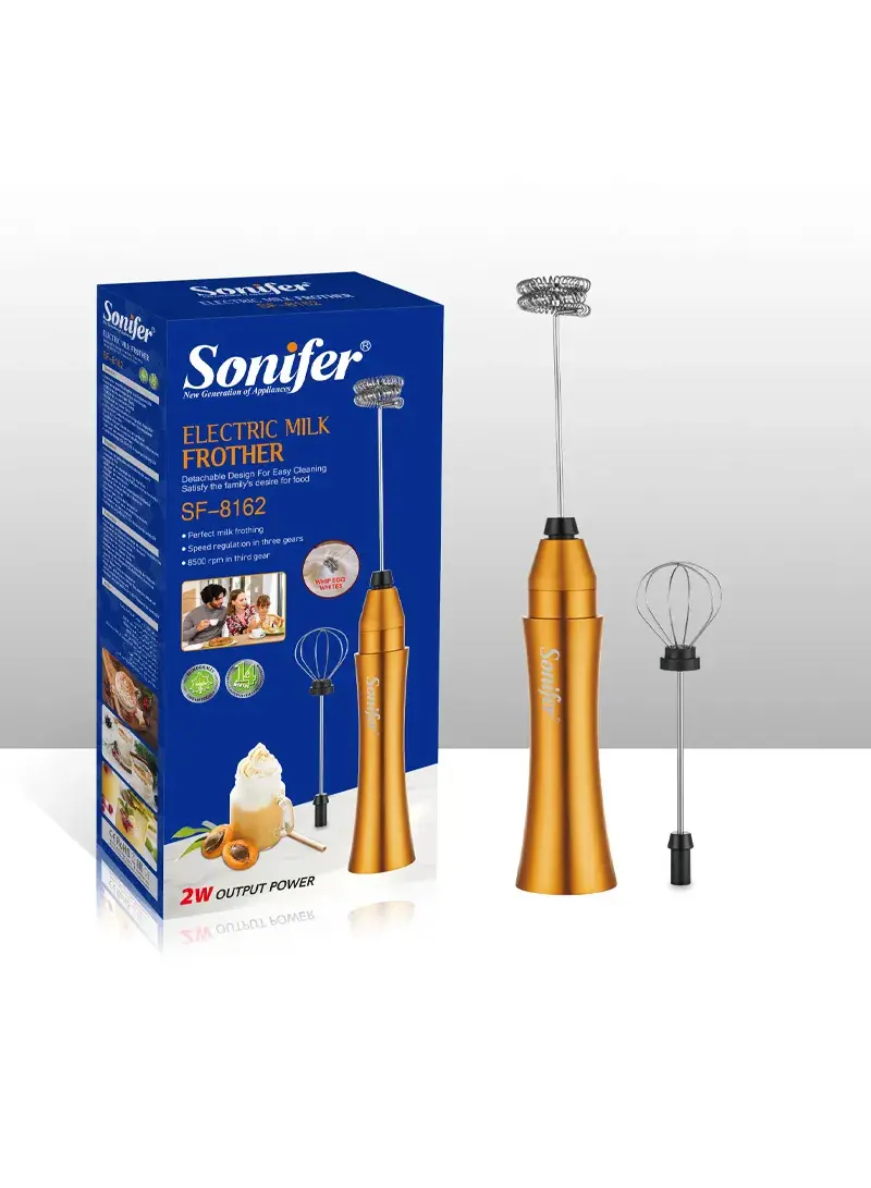 Electric Milk Frother With Dual Stainless Steel Whisks & 3-Speed Control SF-8126