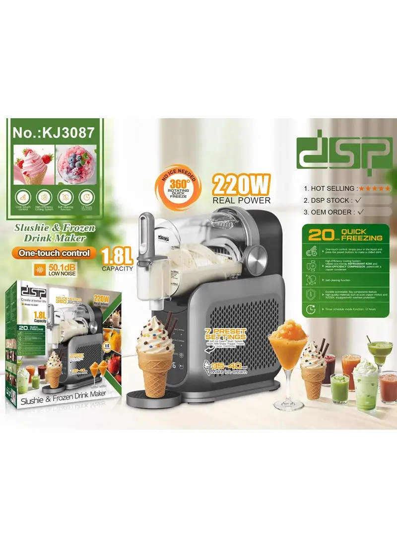 Professional Slushie & Frozen Drink Maker With Quick Freezing & 7 Preset Programs KJ3087