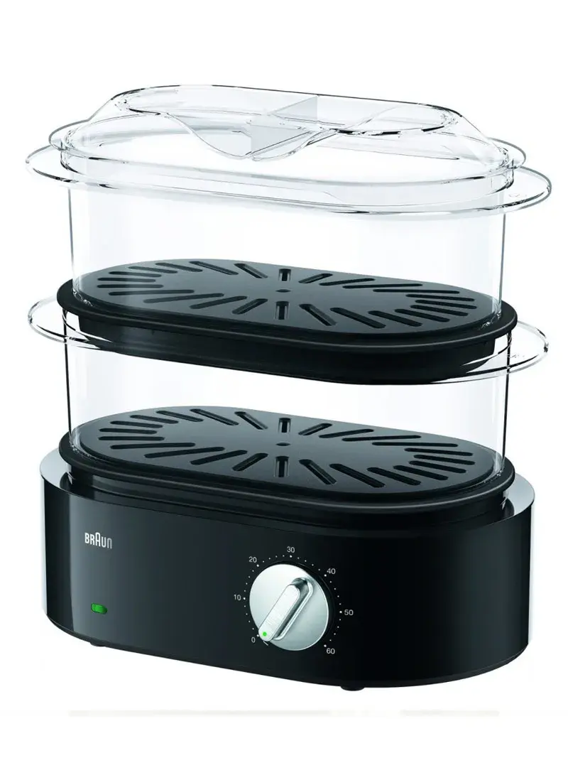 850W Food Steamer With 3.2L Each & 2L Rice Bowl BR FS5100BK