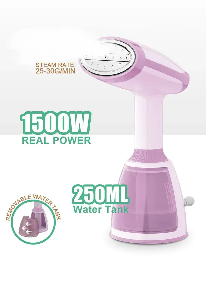 1500W 250ml Portable Electric Handheld Garment Steamer with LED Digital Display & 50ml Measuring Cup