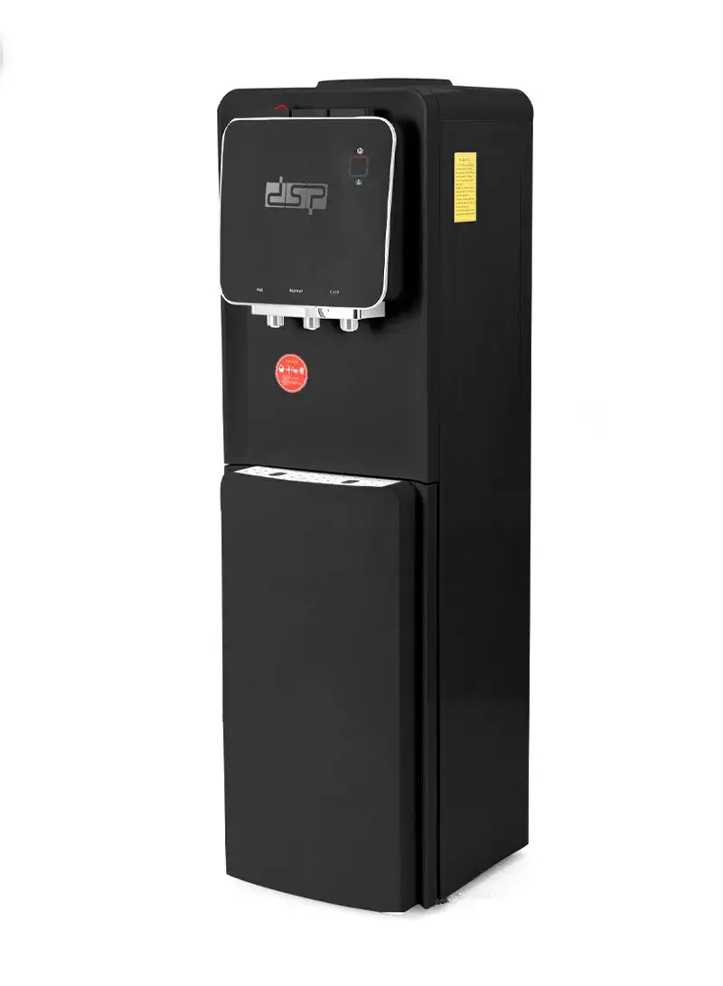 Top Loading 3-Spout Water Dispenser, Cooler Dispenser with Storage Cabinet, Hot, Cold & Room Temperature Settings & Safety Lock KK3022 - Black