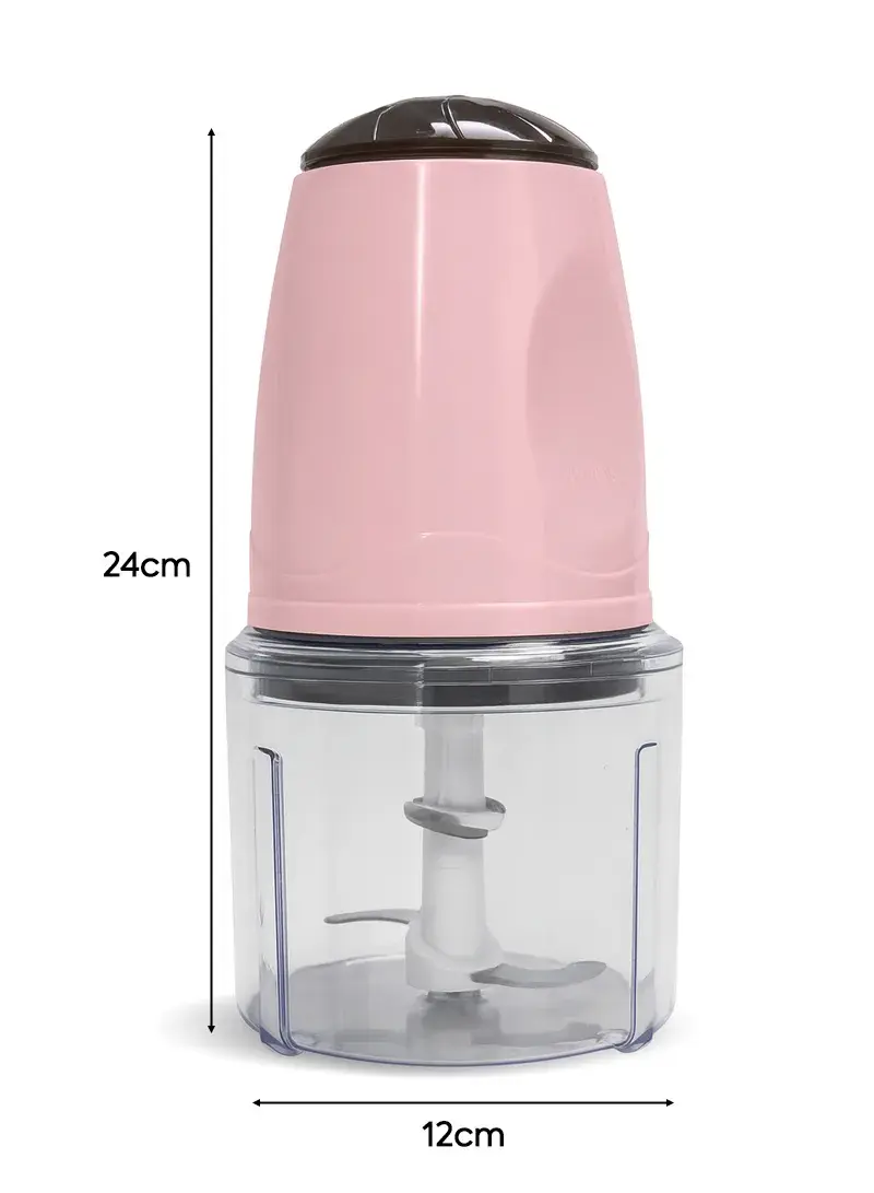 50W Multi-Function Electric Food Processor With Durable Stainless Steel Blades - Pink