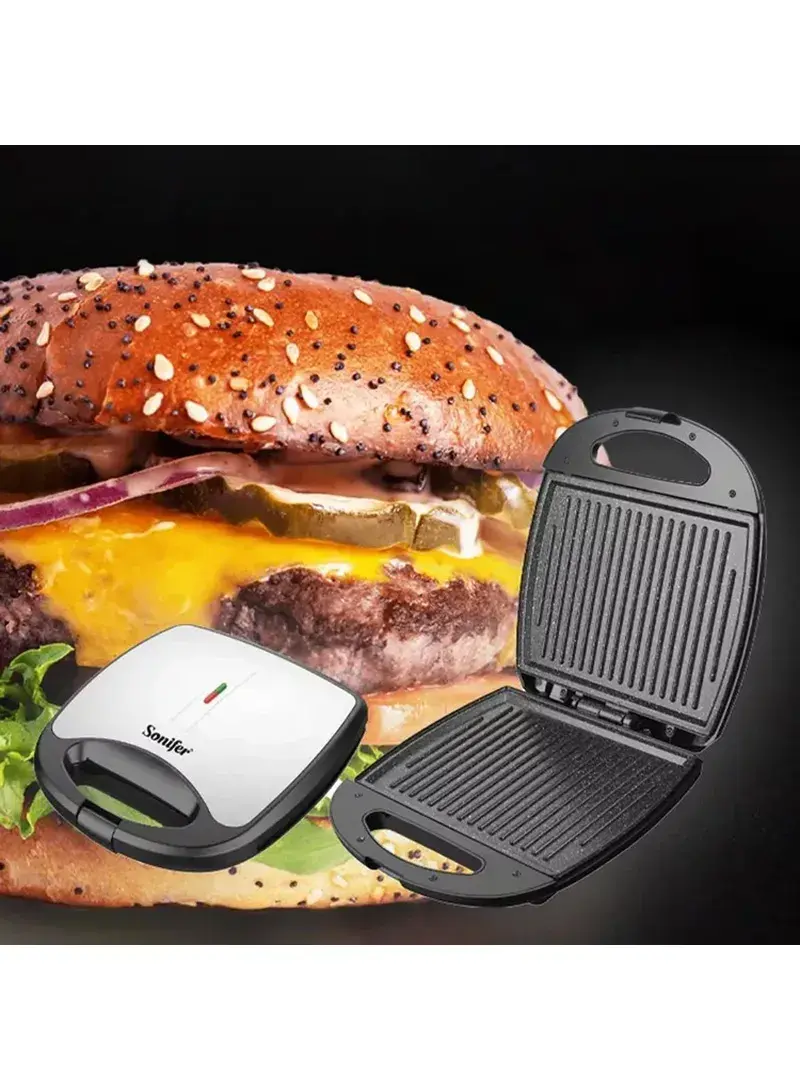 1400W Electric Sandwich Maker with Cool Touch Housing, Non-stick Cooking Plates & Lights Indicator SF-6174