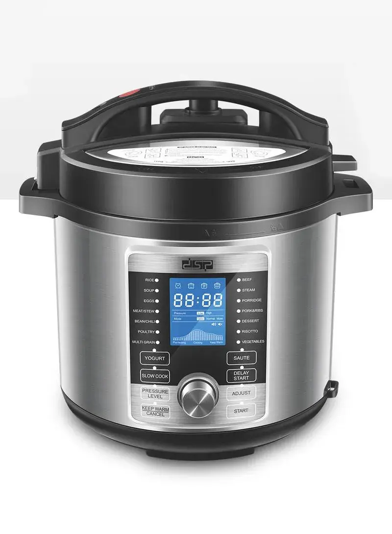 1000W 6L Stainless Steel & PP Electric Pressure Cooker with LCD Display KB5008 (D27 x H35)cm