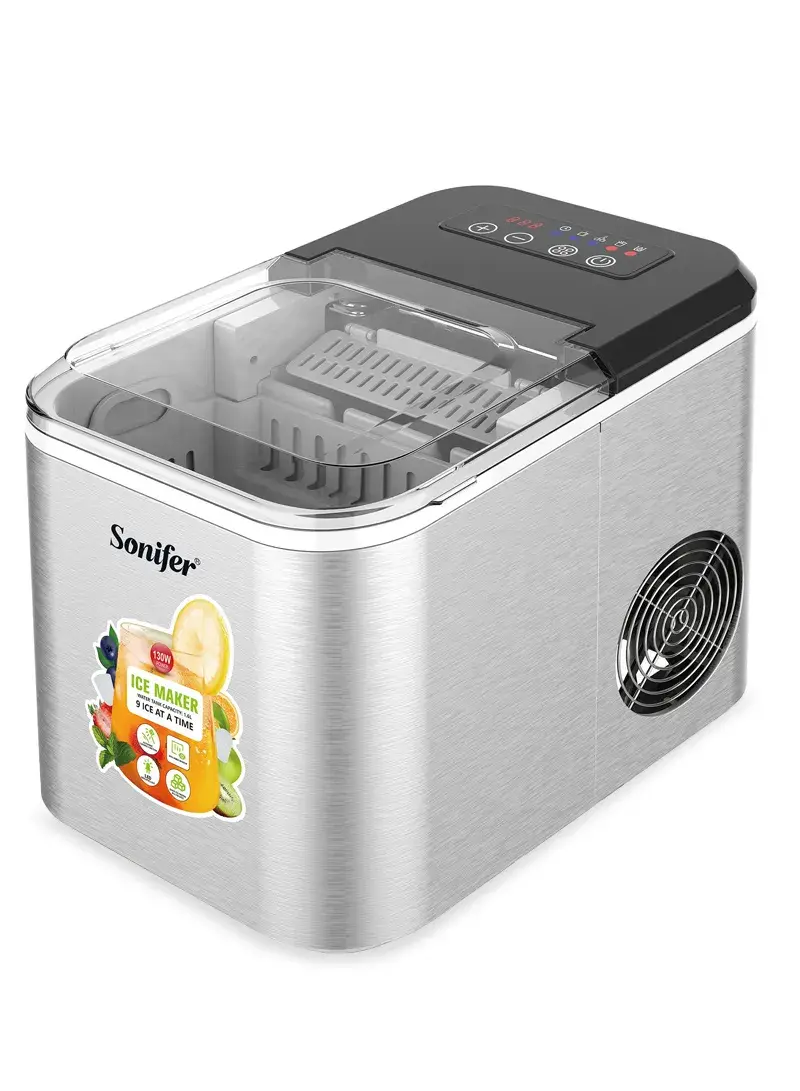 1.6L 130W Electric Ice Maker  9 Ice Cubes at a Time With Stainless Steel Housing Shell SF-6522