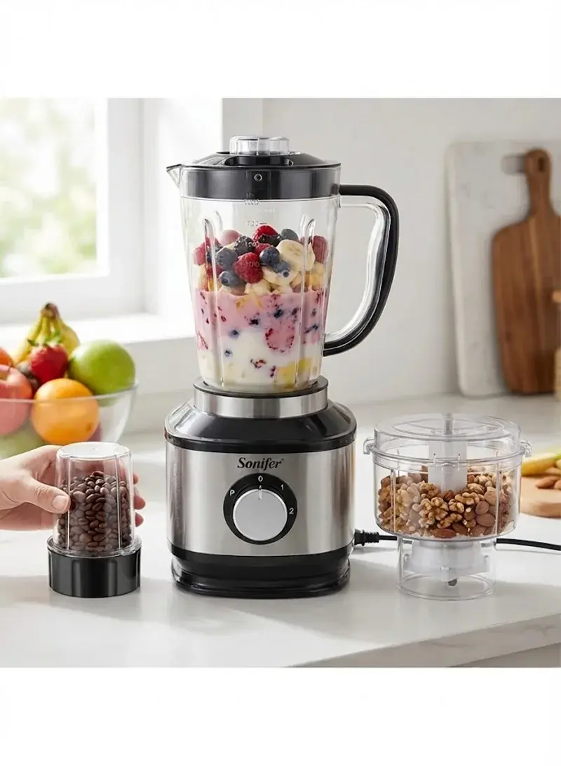 1200W 2L Stainless Steel Electric Super Blender, Grinder Household & Food Mixer with 2 Speeds - SF-8159