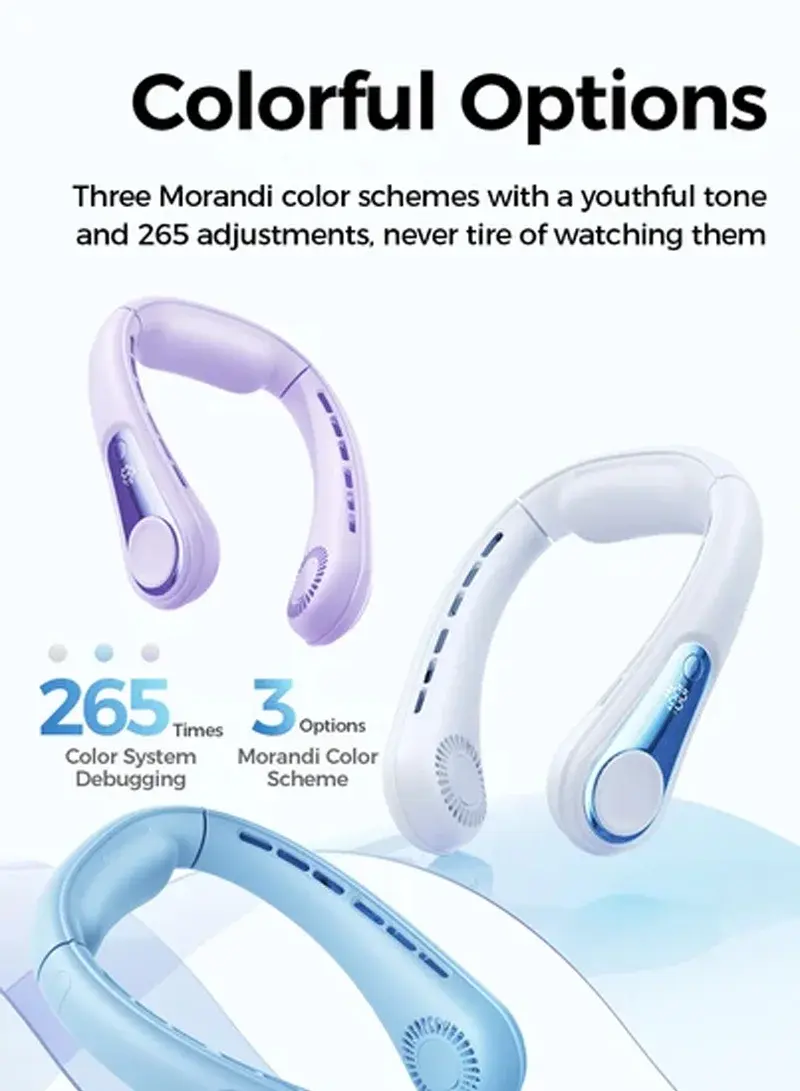 1800/4000mAh 4-Speed Gear Whirlwind Portable Neck Fan USB Recharge Mini Personal Fan Wearable Cooling Fan Hands Free Bladeless Fan for Sport JR-CY572 - Silver