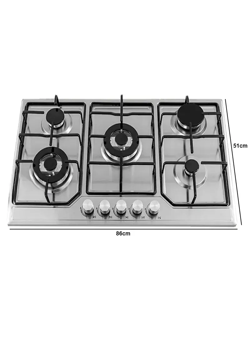 5 Concealed Burners Stainless Steel Gas Stove With Ultra-Strong Enamel & Powerful Performance LGS-2852 (W86 x D52 x H10)cm