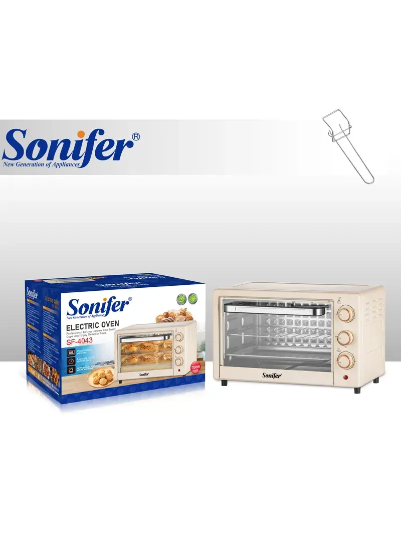 1100W 18L Electric Oven With 2 Layer Baking, Adjustable Temperature & Adjustable Timer (W41 x D25 x H27)cm SF-4043