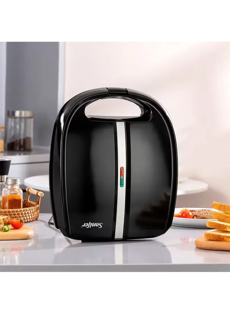 1400W Electric Sandwich Maker with Cool Touch Housing, Non-stick Cooking Plates & Lights Indicator SF-6165