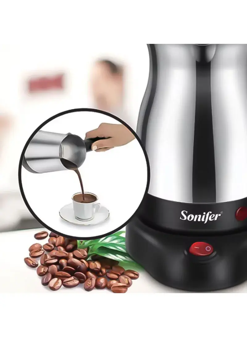 600W 0.5L Turkish Coffee Machine Stainless Steel One-Touch Anti-Dry Protection SF-3604