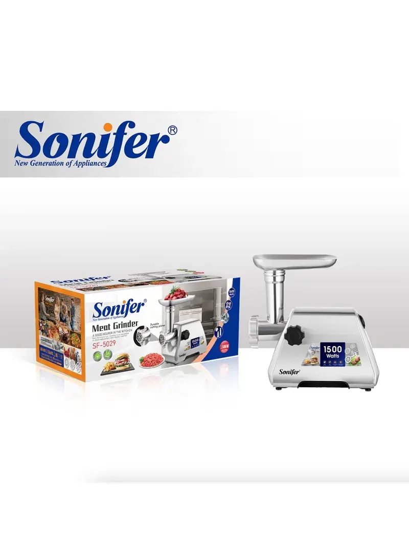 1500W Stainless Steel Electric Meat Grinder With Copper Motor & Attachments SF-5029