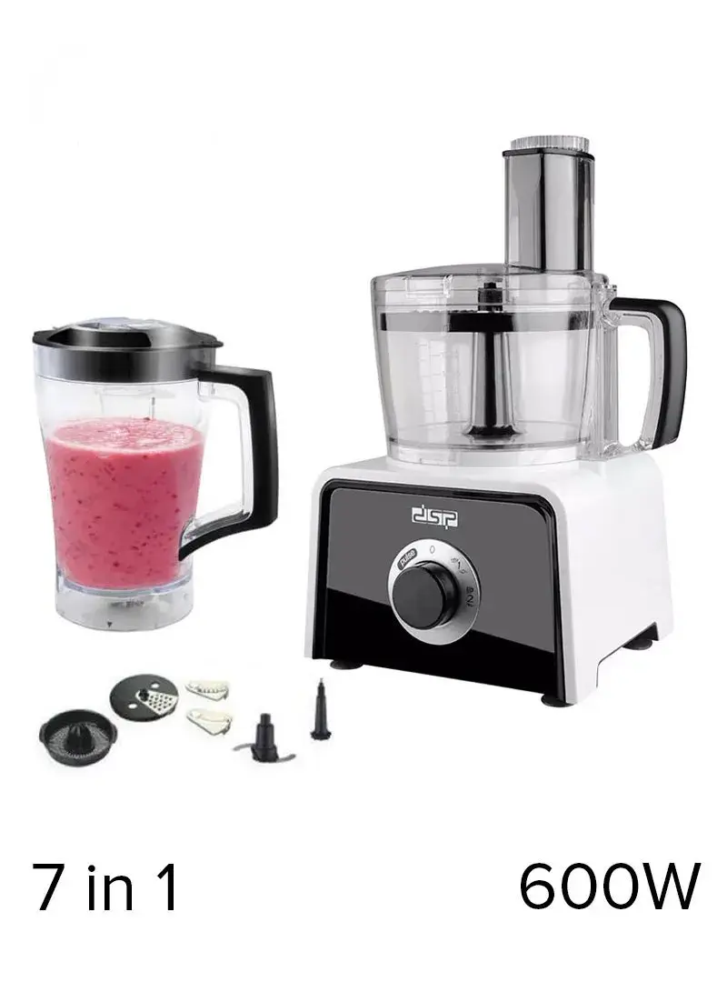 600W 1.5L 7-In-1 Adjustable Speed High Power Food Processor KJ3002B - Black