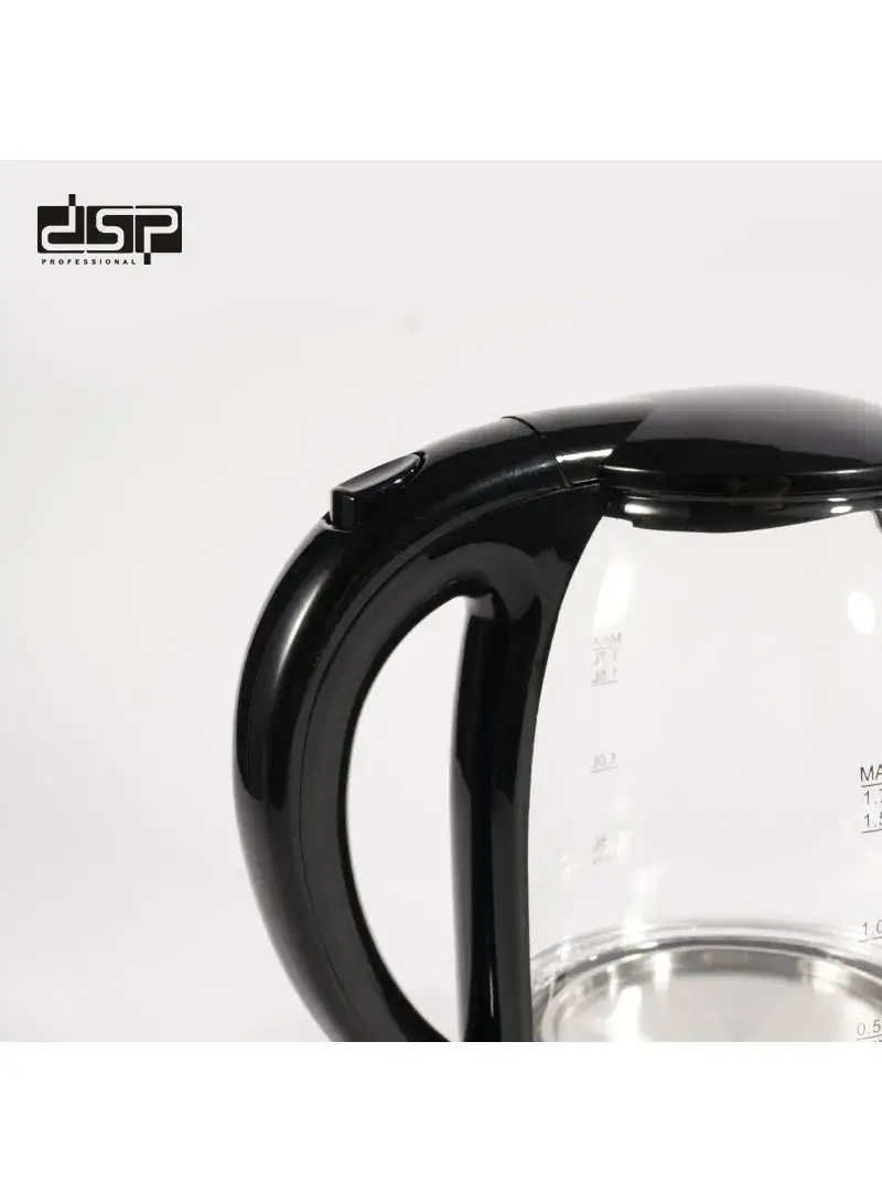 2200W 1.7L Glass Electric Kettle With Automatic Switch Off & Powerful Filtration KK1153 (L20 x W15 x H24)cm - Black
