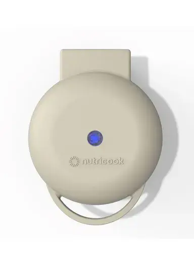 Mini Waffle Maker 350-420W, Healthy Ceramic Coating, Quick Heating, Compact Size - Beige