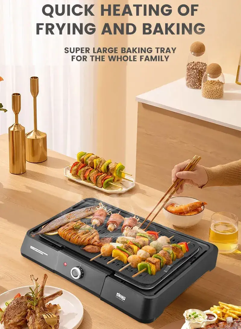 1600W Non-Stick Coating Electric BBQ Grill KB1083 (L34 x W48 x H8)cm - Black