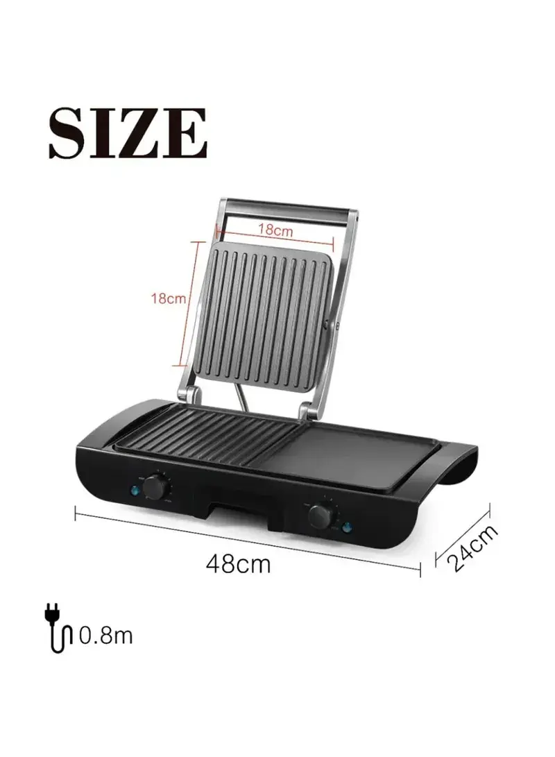 1500W 2 in 1 Dual Side Grill & Griddle Non-Stick With Adjustable Heat SF-6132