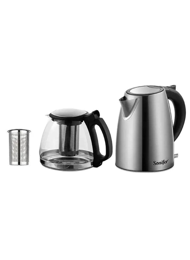 1500W 1.8L+1L Touchscreen Control Electric Kettle & Teapot with Infuser, 360-degree Swivel Base, Automatic Shut-Off & Keep Warm Function SF-2120