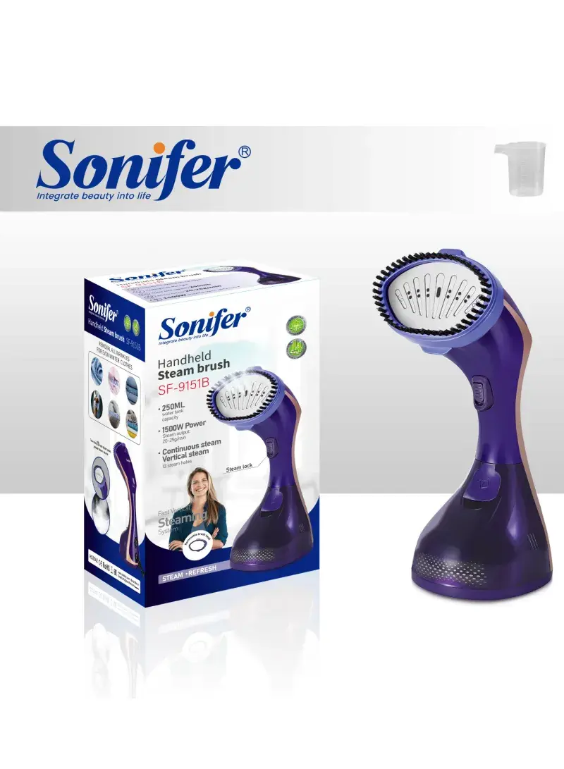1500W 250ml Tank Handheld Steam Brush, 13 Holes with Adjustable Steam Output Iron & 20-25g/ min Steam - SF-9151B - Purple