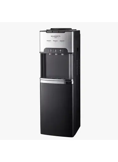 Marzotti Top Loading Hot, Cold &amp; Normal Water Dispenser with Compressor &amp; 2-Layer Storage Cabinet - Black