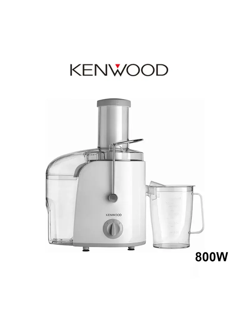 KENWOOD Juicer 800W Juice Extractor with 75mm Wide Feed Tube, 2 Speed, Transparent Juice Jug, Pulp Container, Anti Drip for Home, Office, Restaurant & Cafeteria JEP02.A0WH White
