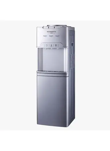 Marzotti Top Loading Hot, Cold &amp; Normal Water Dispenser with Compressor and Storage Cabinet - Silver