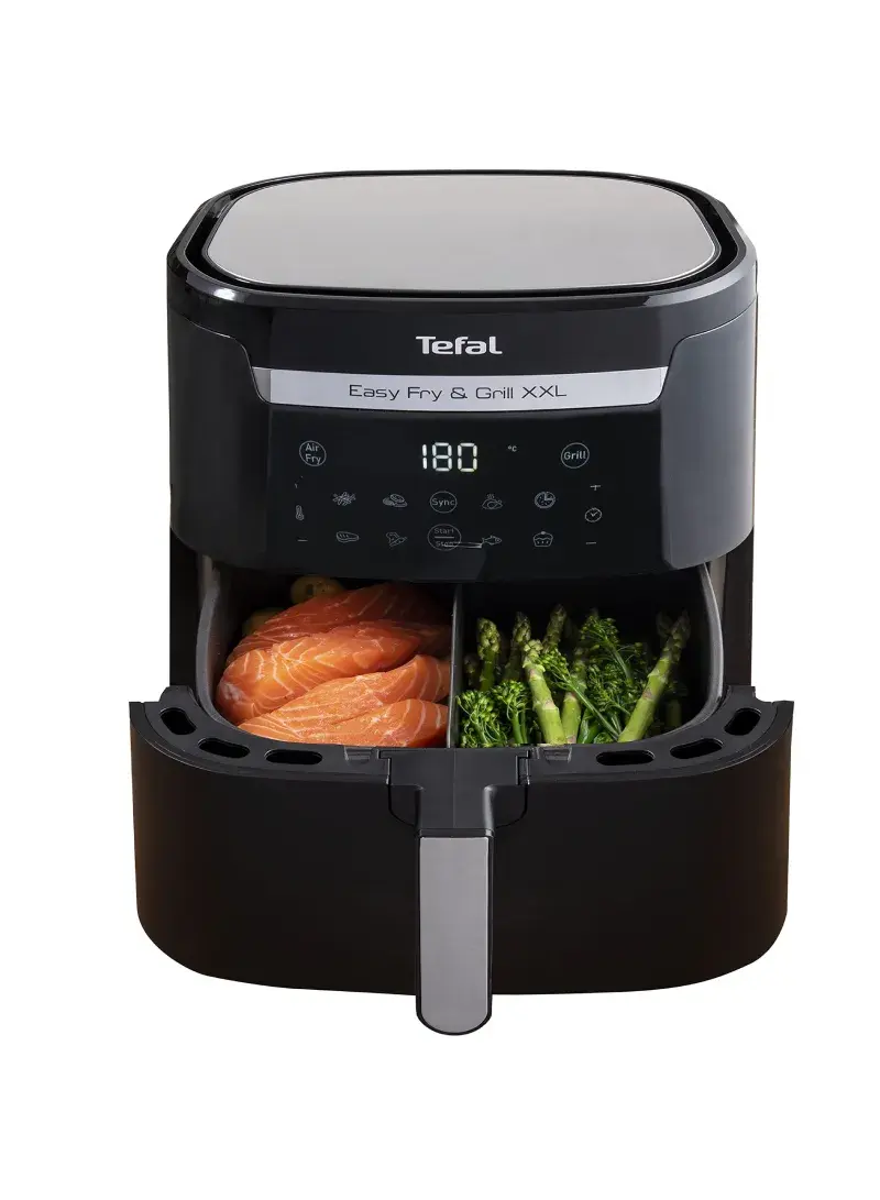 2-in-1 XXL Air Fryer & Grill, 6.5L, 1830W, 8 Preset Programs EY801827 - Black