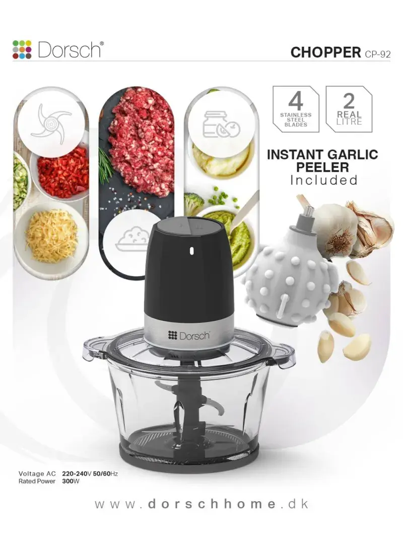 300W 2L Electric Chopper With 4 Stainless Steel Blades DH-07211 (W17 x H26)cm