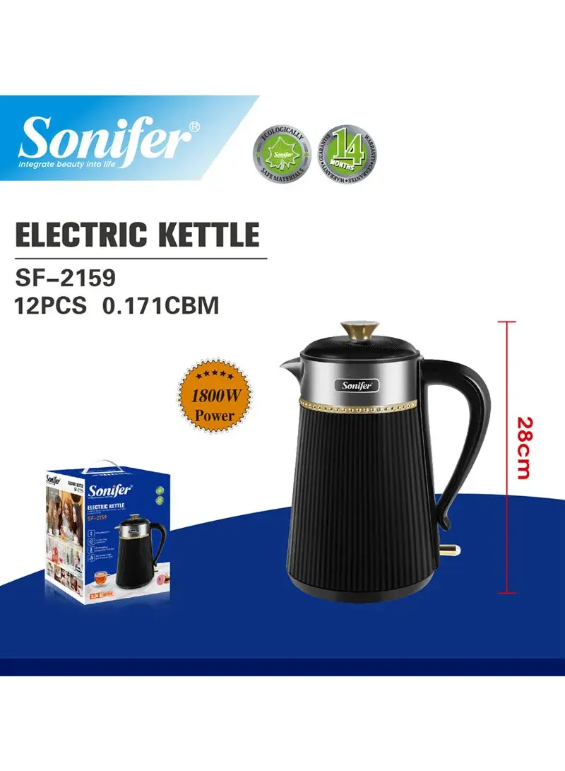 1500W Electric Kettle 1.8L Capacity 304 Stainless Steel Rapid Boil Heat Preserve SF-2155