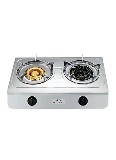 2-Burner Gas Stove, Stainless Steel with Self-Ignition QCGS-02S