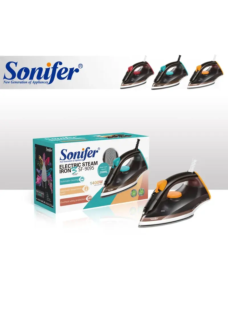 1400W Steam Iron Adjustable Temperature Control, Auto-Cleaning Function & Multi-Steam Options SF-9095 Blue