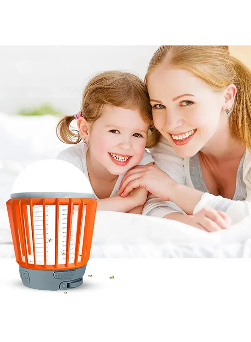 USB Camping Lantern Bug Zapper Tent Light Bulb Mosquito Killer Lamp For Indoor Outdoor (D8.8 x H12.9)cm