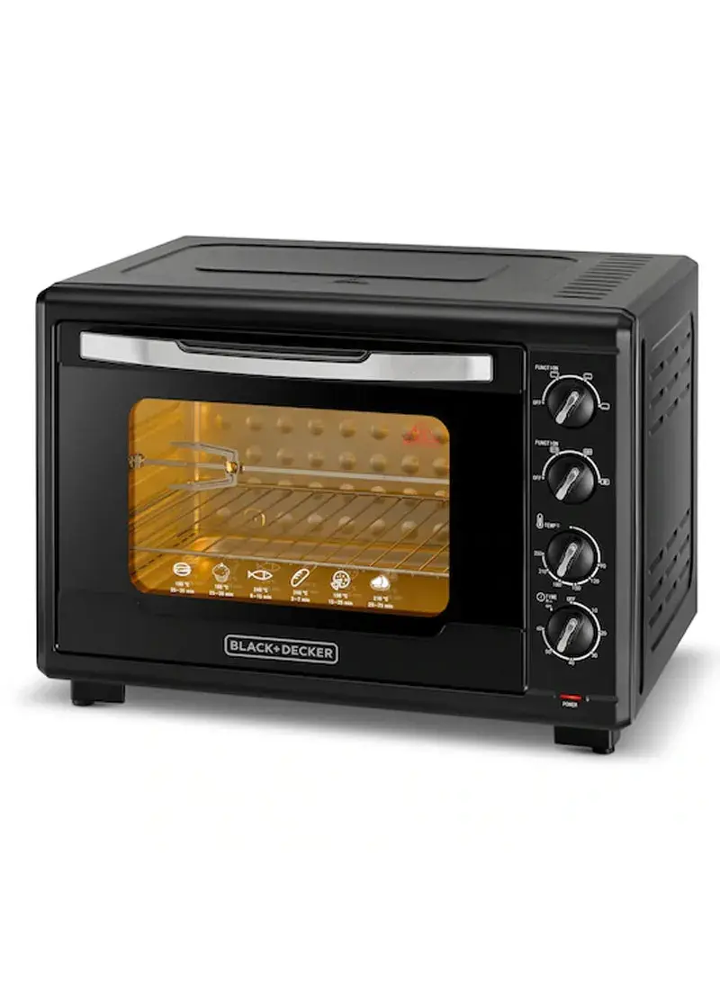 2000W 55L Stainless Steel & Double Glass Multifunction Electric Oven With Power Indicator Light Wire Rack & Double Grill With Convection TRO55RDG-B5