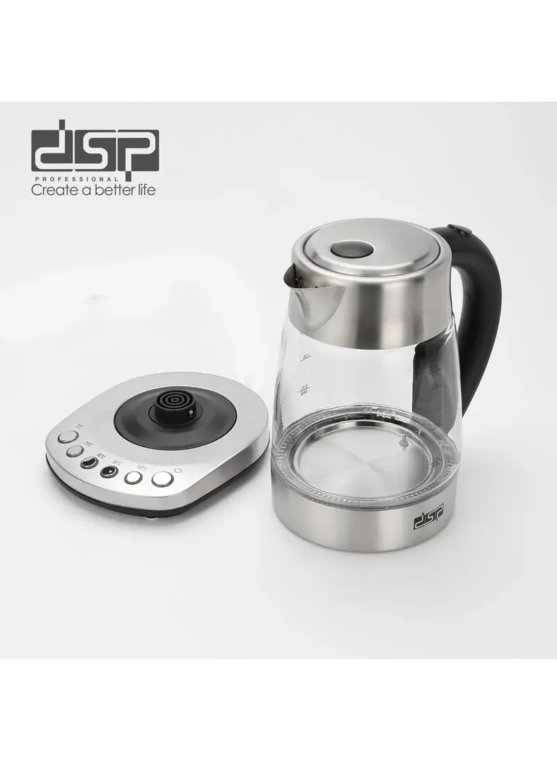 1.7L Smart Glass Electric Kettle with Adjustable Temperature Control & Blue LED KK1282