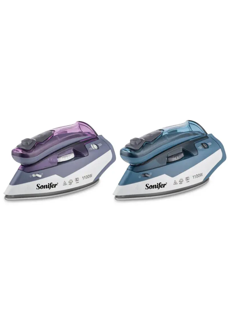 900-1100W Travel Electric Foldable Steam Iron with Ceramic Base & Temperature Control SF-9054 - Blue