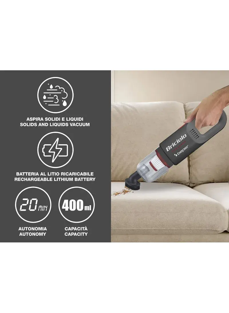Portable Hand Vacuum Cleaner, 7.4 V Rechargeable, HEPA Filter, 400 ml Capacity P202ASP401