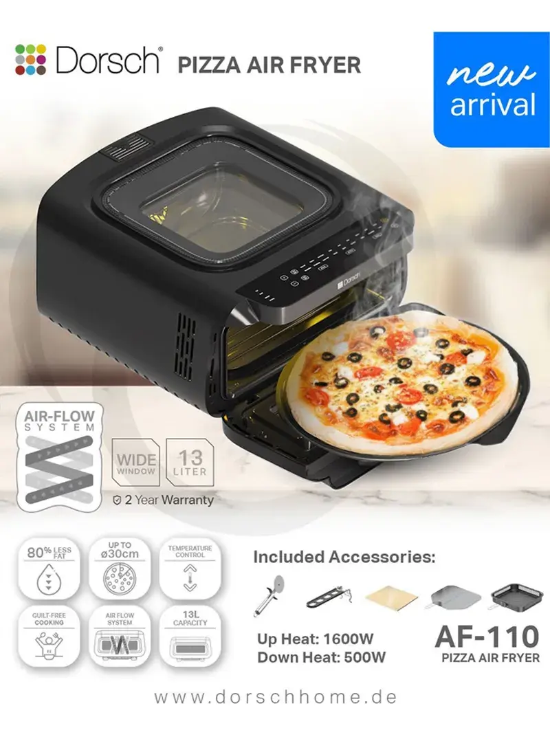 2100W 13L 360° Heat Circulation Pizza Airfryer