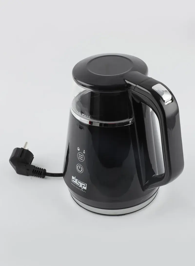1.0L 900W-1100W Glass Electric Water Kettle with Boil-Dry Protection, Visual Window & Keep Warm Function KK1275 - Black