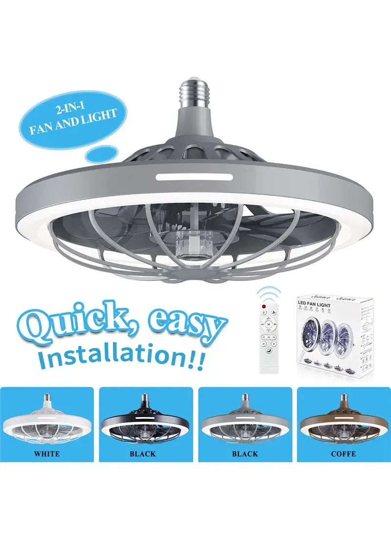 30W LED Ceiling Fan Light Smart Dimmable Remote Control Pendant Fan Lamp 3 Speed Adjustable LEC019 - Grey & White