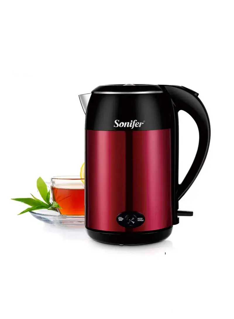 1800W 1.8L Stainless Steel Cordless Electric Kettle with Keep Warm Heat Preservation Function SF-2072 - Wine Red
