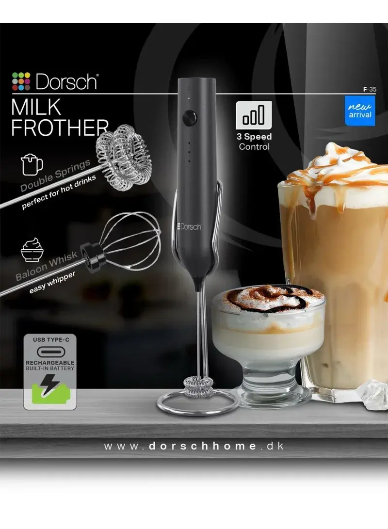 Milk Frother Mixer with Extra Whisk DH-07560