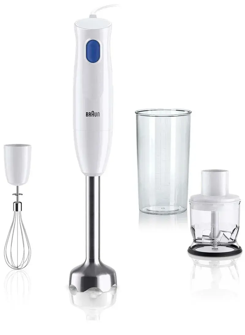 450W 1-Speed MultiQuick Hand Blender with 350ml Chopper, Whisk & Beaker MQ10.202M WH