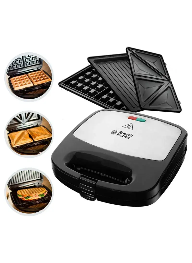 760W ABS 3 In 1 Deep Fill Snack Maker With 3 Removable Plates 24540-56